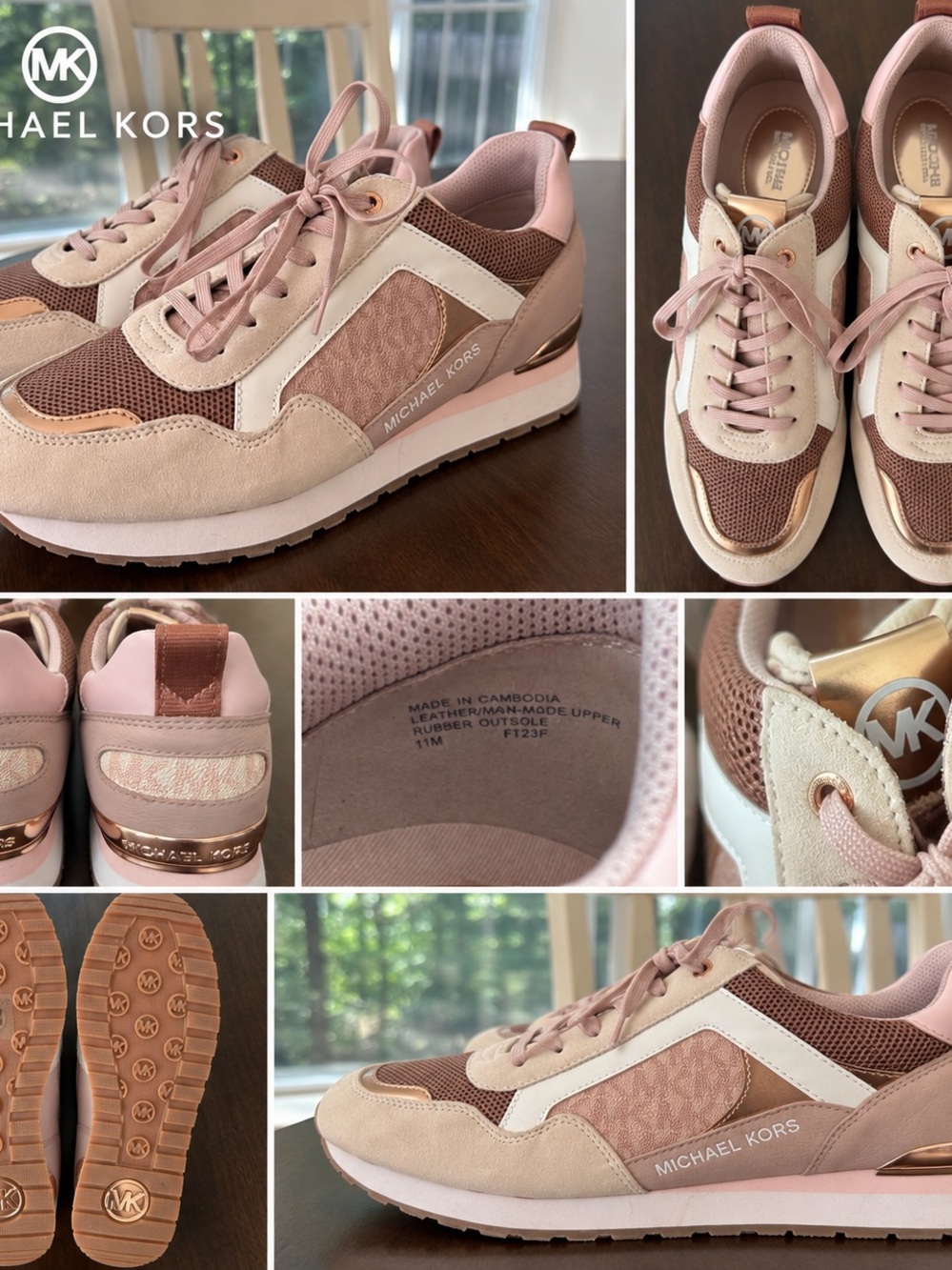 Michael Kors Blush Pink Rose Gold Logo Trainer Sneakers Size 11